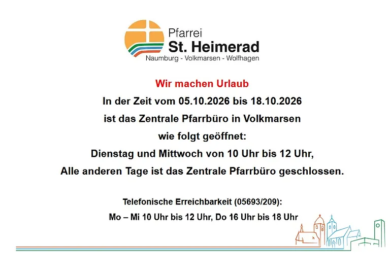 Urlaubszeit im Pfarrbüro