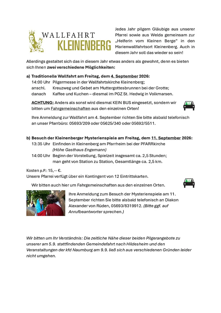Wallfahrt nach Kleinenberg